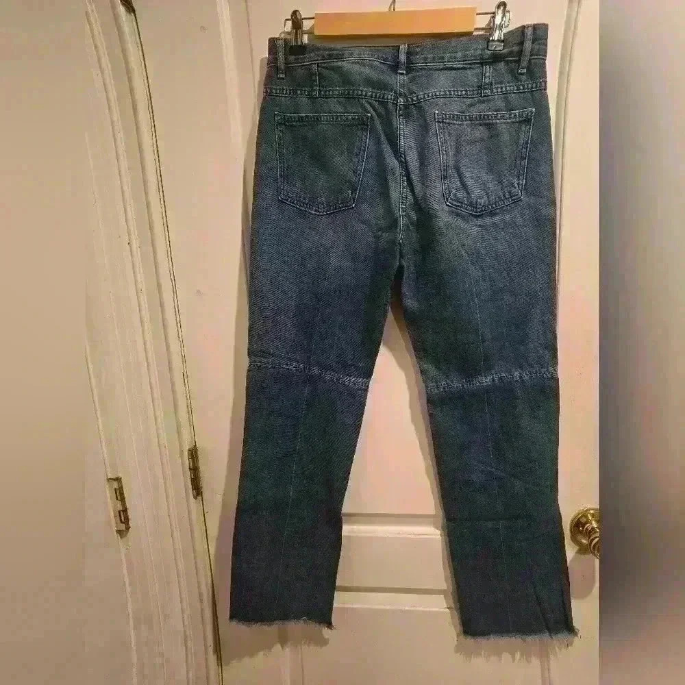 P7002 theory raw hemmed straight legged medium wash jeans size 28 - Picture 7 of 8